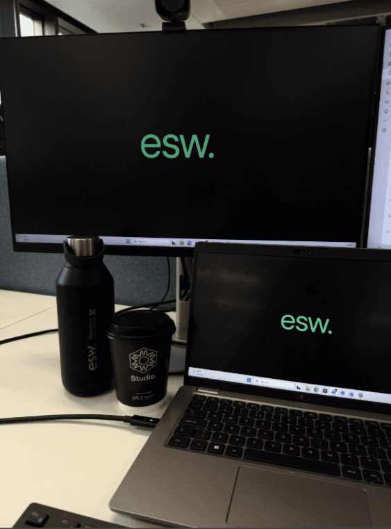 ESW merch and equipment picture.
