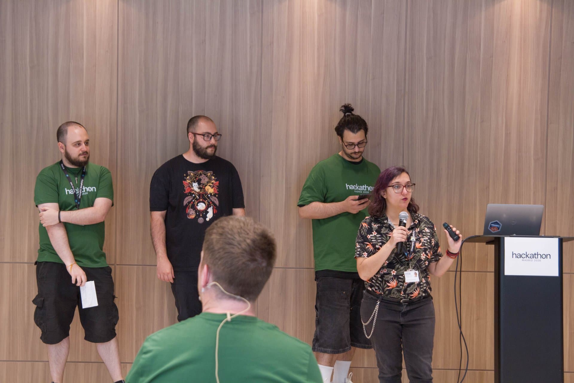 Teresa presenting with her team at ESW's company wide Hackathon.